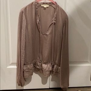 Blush Colored Blouse with Ruffle Detail